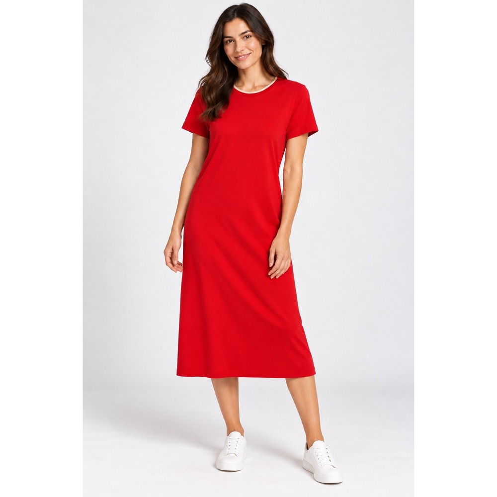 Tuckernuck Red Cotton Ringer T-Shirt Midi Dress Short Sleeve Y23320T Large